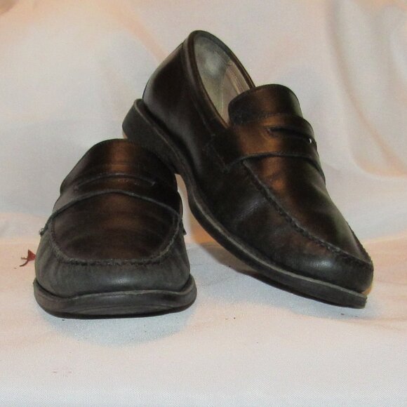 Johnston & Murphy Ainsworth Black Leather Loafers Size 9 M Sheepskin Interior - Picture 1 of 12